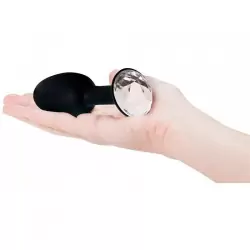 Ювелирная анальная пробка с кристаллом в основании Crystal Amulet Small маленькая  – черный