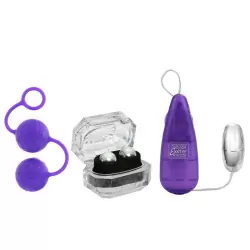 Набор вагинальных шариков Her Kegel Kit с вибропулей –  фиолетовый