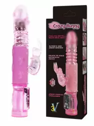 Вибратор Crazy Bunny с ротацией и стимуляцией клитора – розовый