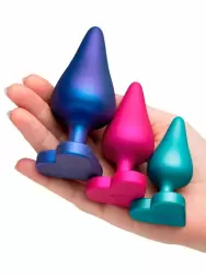 Набор анальных пробок Romp Luster, с ограничителем, 3 цвета, 3 размера