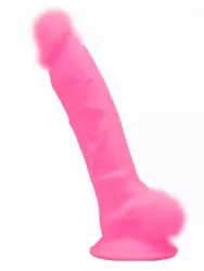 Реалистичный фаллоимитатор SILEXD Model 1, светится в темноте, с мошонкой, 17,6 см, силикон, розовый