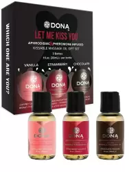 Подарочный набор к 14 февраля: 3 флакона массажных масел для оральных ласк Dona Let Me Kiss You