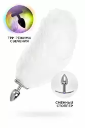 Анальная втулка со светящимся хвостом. 5.5 см, металл