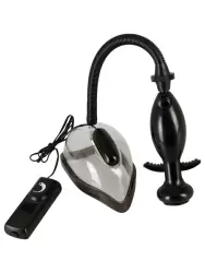 Вакуумная помпа для половых губ Vibrating Vagina Sucker, 14,2 см, с вибрацией, с проводным пультом, черный