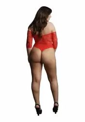 Боди Presents Rhinestone Off Shldr Body Plus size (красный) со стразами на рукавах