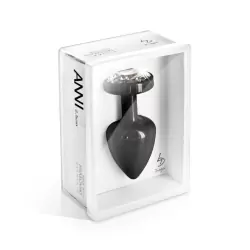 Изящная анальная пробка Anni Round T1 с кристаллом Сваровски – черный