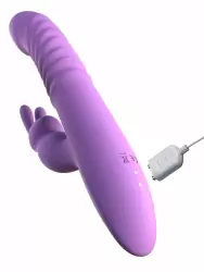 Изогнутый вибратор-кролик Pipedream Her Thrusting Silicone Rabbit, 24 см, с поступательными движениями, вращением, нагревом