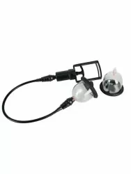 Вакуумная помпа для сосков Orion Bad Kitty Vibrating Nipple Cups, диаметр 5,7 см, силикон, черный с прозрачным