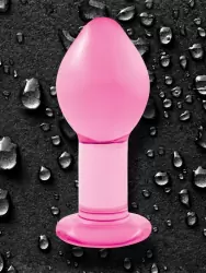 Большая анальная пробка Crystal Premium Glass - Pink