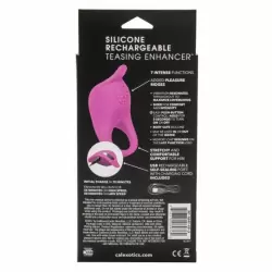 Ребристое эрекционное кольцо Silicone Rechargeable Teasing Enhancer, 9 см, 7 режимов, диаметр 3,75 см, розовый