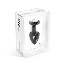 Металлический анальный плаг Anni Clover T1 с кристаллом в форме клевера – черный