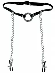 Кляп с зажимами для сосков O-Ring Gag & Nipple Clamps