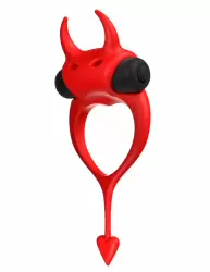 Необычное эрекционное виброкольцо Adrien Lastic Devol Cockring Маленький Демон, 10,8 см, диаметр 4,2 см, силикон, красный