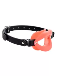 Необычный кляп-расширитель Sissy Mouth Gag, диаметр 4,2 см, в форме губ, розовый с черным