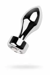 Большая металлическая анальная пробка TOYFA с кристаллом цвета алмаза - серебристый с белым