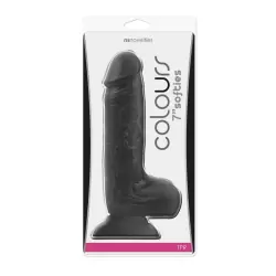Фаллоимитатор-реалистик с мошонкой на присоске Colours Softies 7 – черный