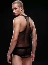 Черная мужская майка-борцовка - S/M