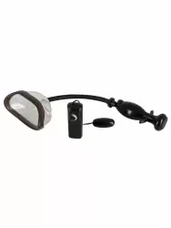 Вакуумная помпа для половых губ Vibrating Vagina Sucker, 14,2 см, с вибрацией, с проводным пультом, черный