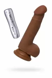 Виброреалистик с мошонкой Toyfa Elite Mulatto на присоске 13 см – мулат
