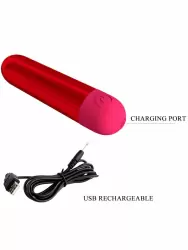 Перезаряжаемая вибропуля Baile Kiwi, 10 режимов, 8 см, красная
