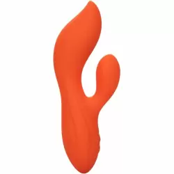 Изогнутый вибратор-кролик Stella Liquid Silicone Dual Teaser, 15,2 см, 12 режимов, оранжевый