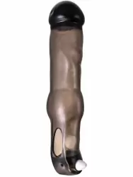 Увеличивающая насадка на пенис TOYFA XLover с петлей на мошонку и вибрацией – серый