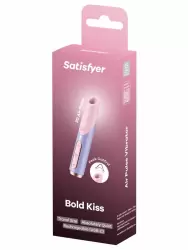 Вакуумный стимулятор клитора Satisfyer BOLD KISS, 12,5 см, 30 см, силикон, голубой с розовым