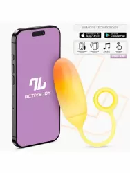 Интерактивное виброяйцо LoveCherry Double Layer Egg, 7 см, управление через приложение, силикон, желтый с оранжевым