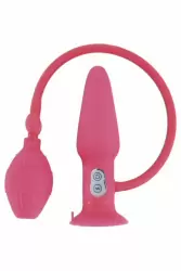 Розовая надувная анальная втулка с вибрацией TOYFA POPO Pleasure - 10 см