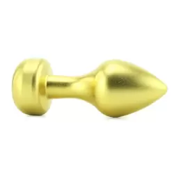 Анальная пробка Mini Luv Plug с кристаллом – золотая