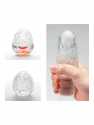 Компактный мастурбатор-яйцо Tenga Keith Haring Easy Beat Party, 6,1 см, ТПЭ, белый 