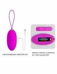 Рельефное виброяйцо PrettyLove Jacqueline, с пультом Д/У, 7,8 см, 12 режимов, фиолетовый