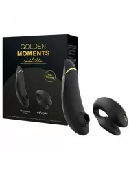 Новогодний набор для пар Golden Moments: Стимулятор клитора Womanizer Premium 2, технология Pleasure Air + Вибратор для пар We-Vibe Chorus, 10 режимов