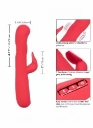 Рельефный вибратор-кролик Throb Flutter, с функцией пульсирующее воздействие, 10 режимов, силикон, розовый