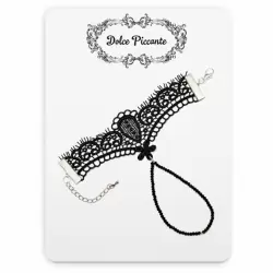 Черный кружевной браслет ручной работы с бусинками Dolce Piccante Bello fiore - XS