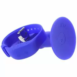 Компактная анальная вибропробка Eclipse, с ротацией, 14 см, силикон, синий 