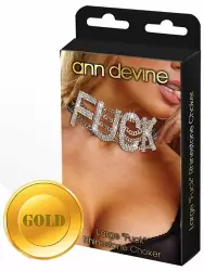 Широкий ошейник Ann Devine - Fuck Rhinestone Choker с кристаллами – золотой