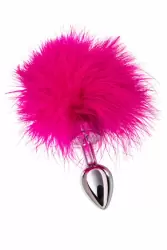 Маленькая анальная втулка с опушкой TOYFA Metal – розовый 