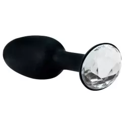 Ювелирная анальная пробка с кристаллом в основании Crystal Amulet Large большая – черный