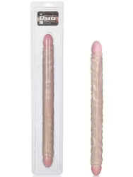 Двухголовый фаллоимитатор Veined Super Slim Dong – телесный