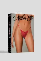 Ажурные стринги с цепью, Amor El, размер L, красные