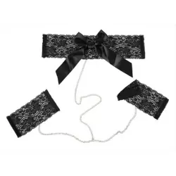 Комплект ошейник и кандалы на цепочке Cottelli jewels - черный