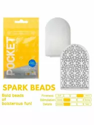 Нереалистичный мастурбатор Tenga Pocket Spark Beads, 7,5 см, ТПЭ, белый