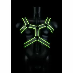Светящаяся портупея из экокожи Body Harness - Glow in the Dark (L/XL)