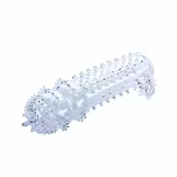 Стимулирующая насадка с закрытой головкой и клиторальным отростком Penis Sleeve – прозрачный