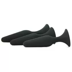 Набор из 3-х анальных пробок Renegade  Sliders на присоске – черный