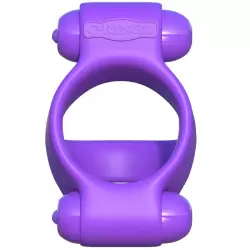 Эрекционное кольцо Squeeze Play Couples Ring с 2-мя виброэлементами – фиолетовый