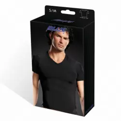 Мужская черная футболка BlueLine с V-образным вырезом – S/M