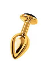 Изящная анальная пробка TOYFA с кристаллом цвета турмалина - золотистый с черным