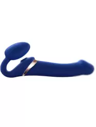 Анатомический страпон Strap-On-Me Multi Orgasm с 3 моторами, безремневой, размер L, синий